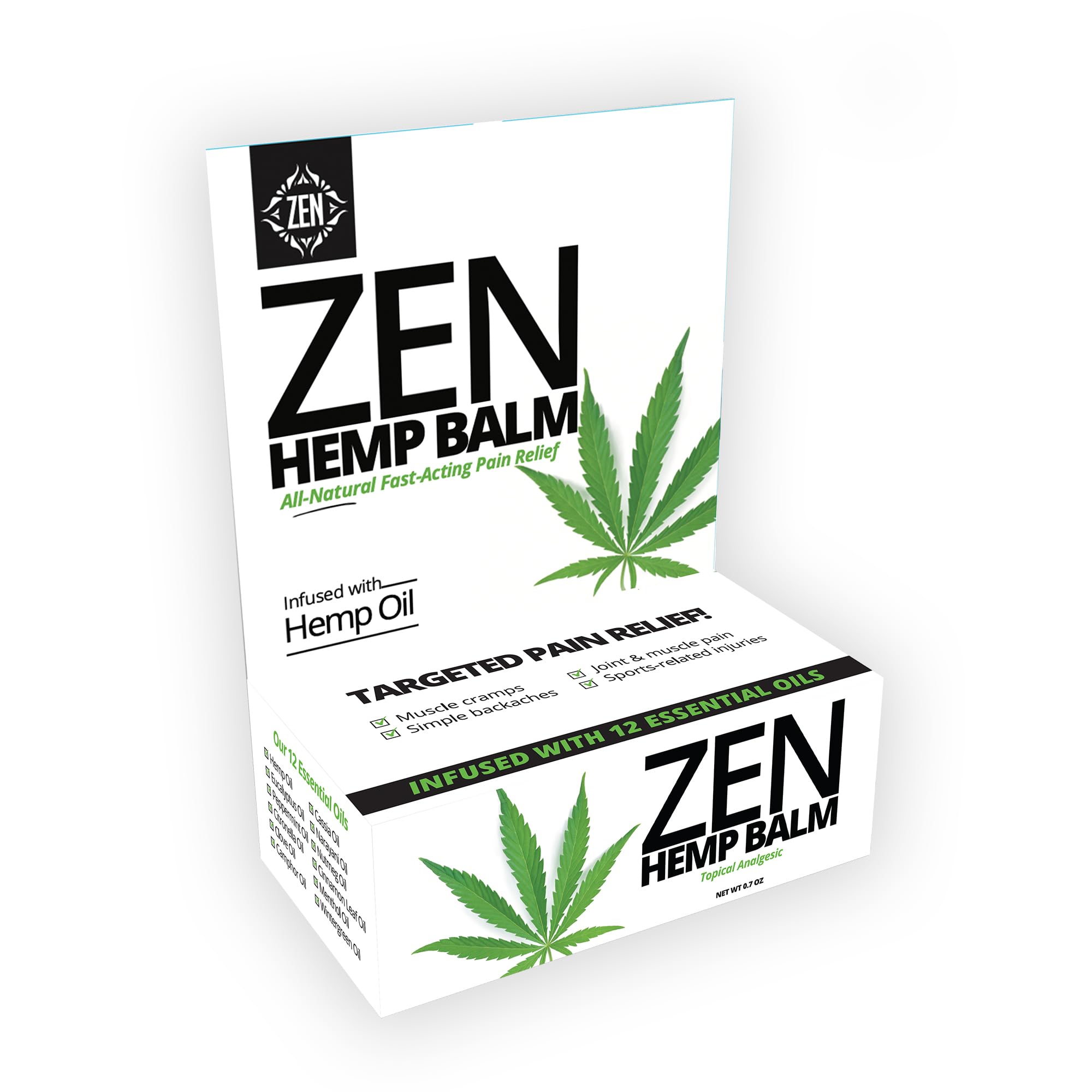 Premium Hemp Balm for Pain Relief - Natural Hemp Oil Extract for Joint, Back, Neck & Muscle Discomfort - Soothing Topical Cream with Hemp Extract - 0.7 oz (Pack of 1) - Perfect for Post-Workout Recovery & Daily Aches