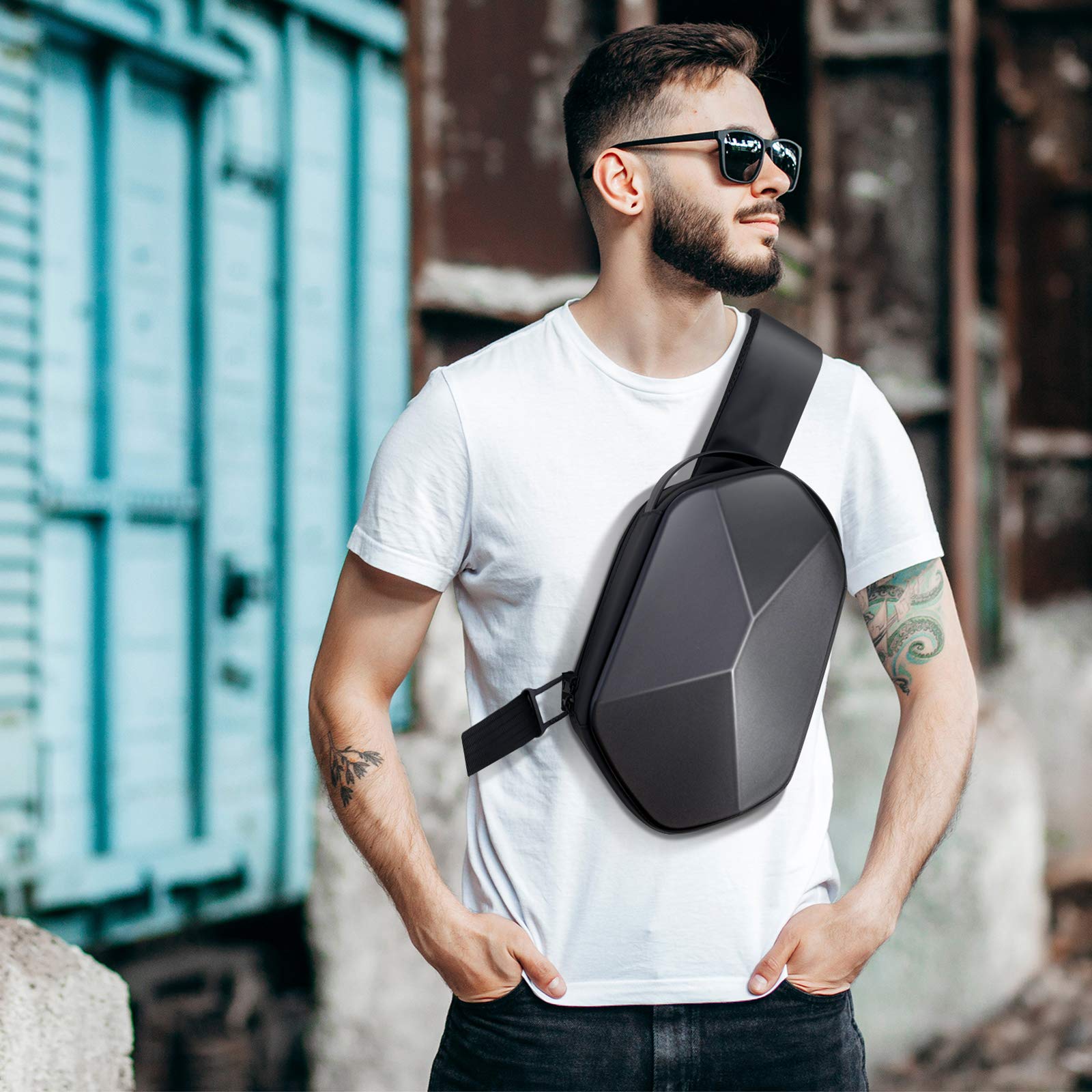 SARLAR Hard Travel Case for Oculus Meta Quest 3S/3/2 VR Headset & Controllers - Protective Storage Bag with Large Space Fits BOBOVR/Kiwi Design Battery Head Straps (Crossbody Sling Bag) - Perfect for Travel, Gaming Events & VR Accessories Organization