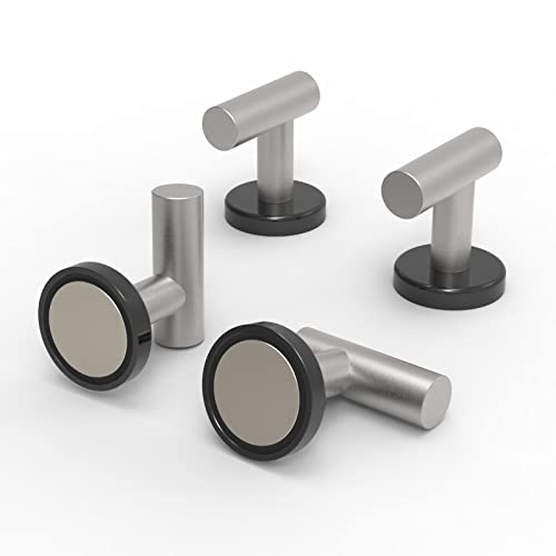 Heavy Duty Magnetic Hooks with Rare Earth Neodymium - 4 Pack Silver-Black Coat Hangers for Kitchen, Refrigerator, Grill, Office & Home Organization - Perfect for Hanging Pots, Utensils, Towels & Decor