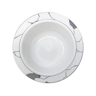 Elegant White & Silver Round Plastic Plates - Marble Design for Parties, Weddings & Home Decor - Set of 12 Disposable Dinner Plates