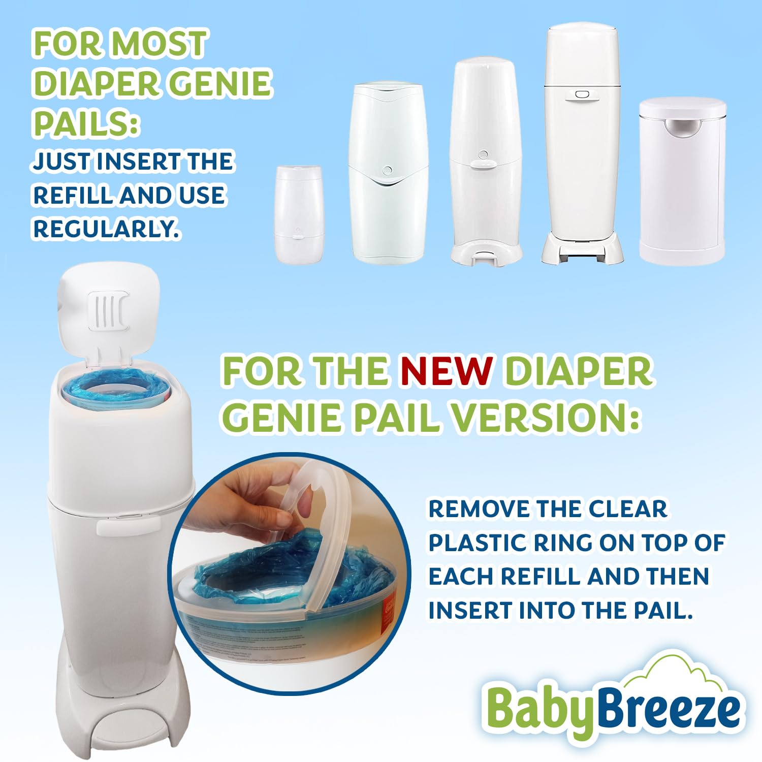Playtex Diaper Genie Compatible Refill Bags - 1120 Count (4 Pack) | Odor Absorbing Baby Diaper Disposal Trash Bags | Perfect for Nursery, Daycare & Home Use