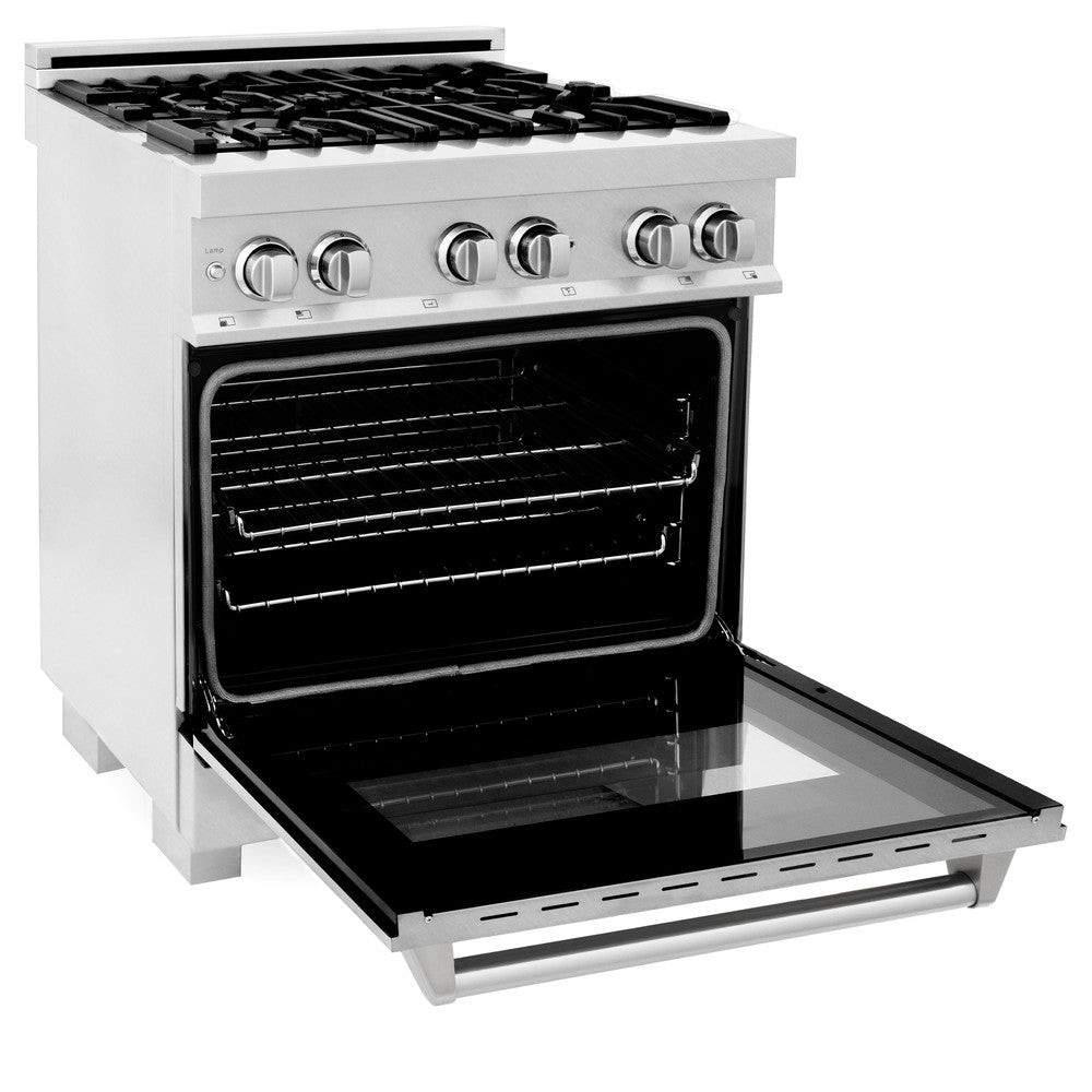 ZLINE 30-Inch Stainless Steel Kitchen Package - Dual Fuel Range, Ducted Range Hood & Dishwasher Set for Modern Home Cooking