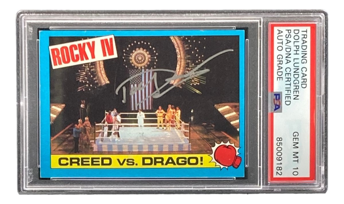 Dolph Lundgren Autographed Ivan Drago 1985 Topps #15 Trading Card - PSA/DNA Certified Gem Mint 10 - Rare Rocky IV Memorabilia for Collectors & Movie Fans