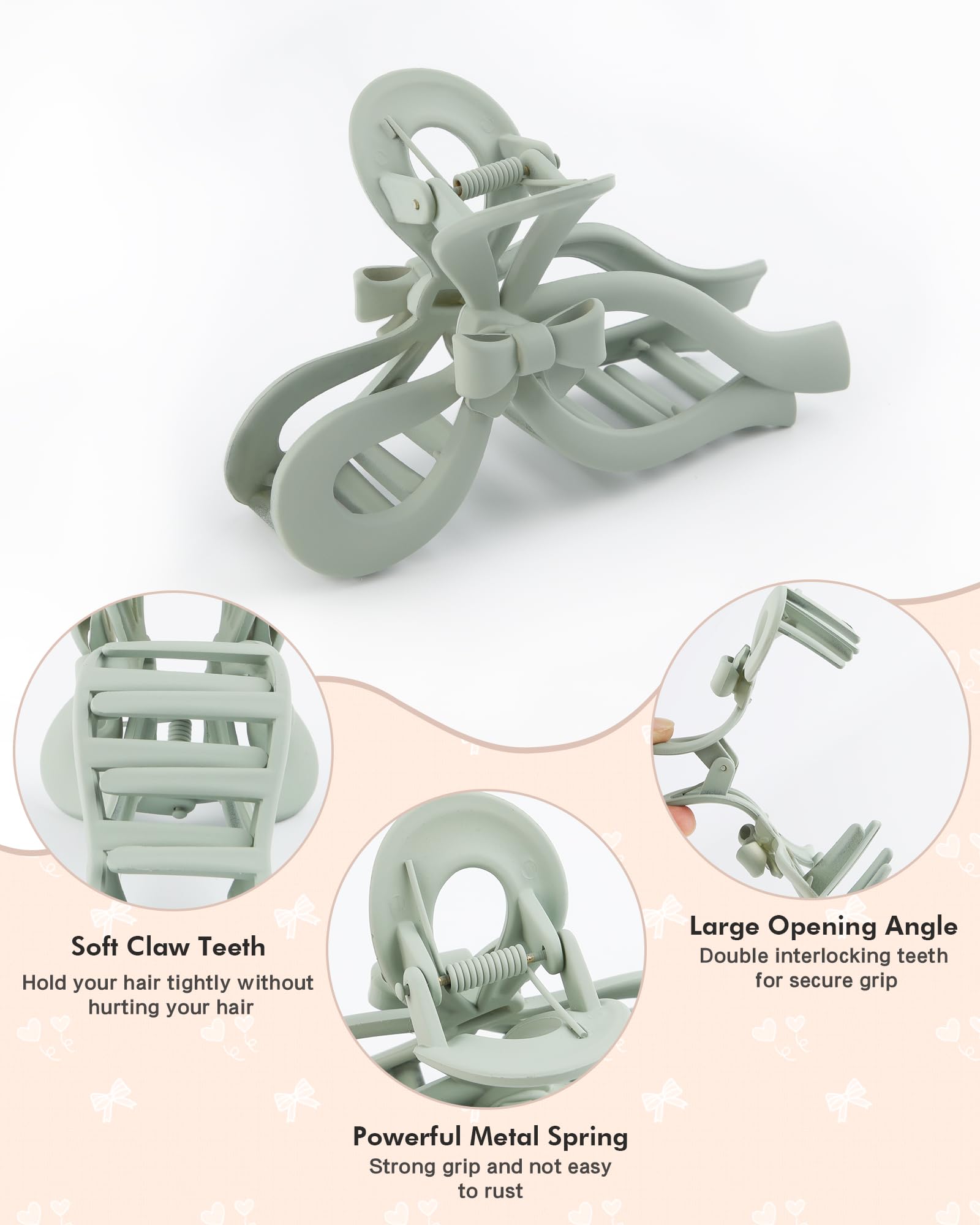 4 PCS Large Bow Hair Clips for Women - 5