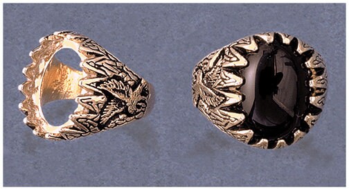 10x8mm & 18x13mm Oval Sterling Silver or 14K Gold Men's Eagle Donello Ring Setting - Size 10 Cabochon Mounting (163037/143037) for Jewelry Making & Gifts