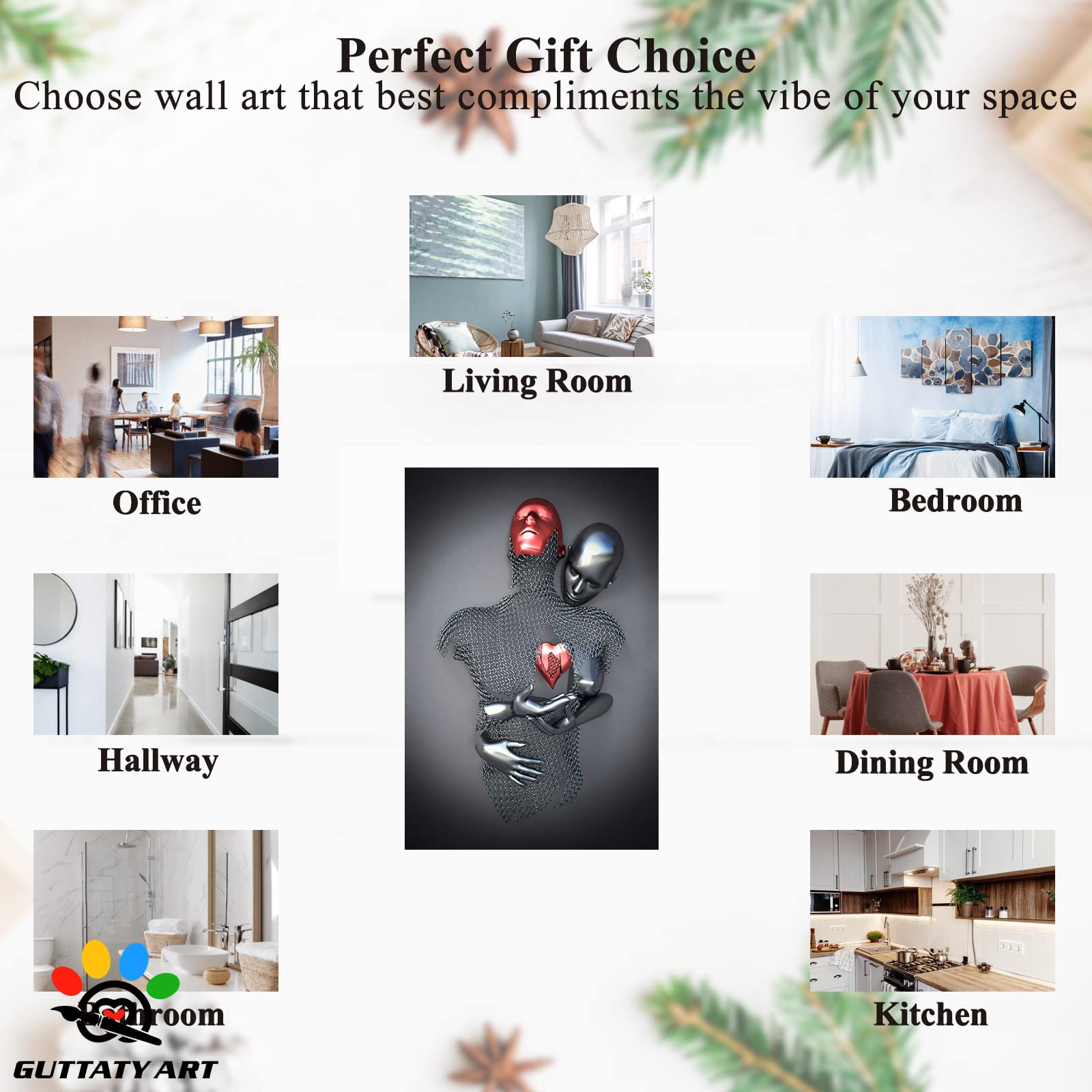 3D Metal Effect Love Heart Gray Canvas Wall Art - Romantic Couples Bedroom Decor, Modern Living Room Artwork, Valentine's Day Gift - 32x48 Inches - Perfect for Home, Office & Wedding Decorations
