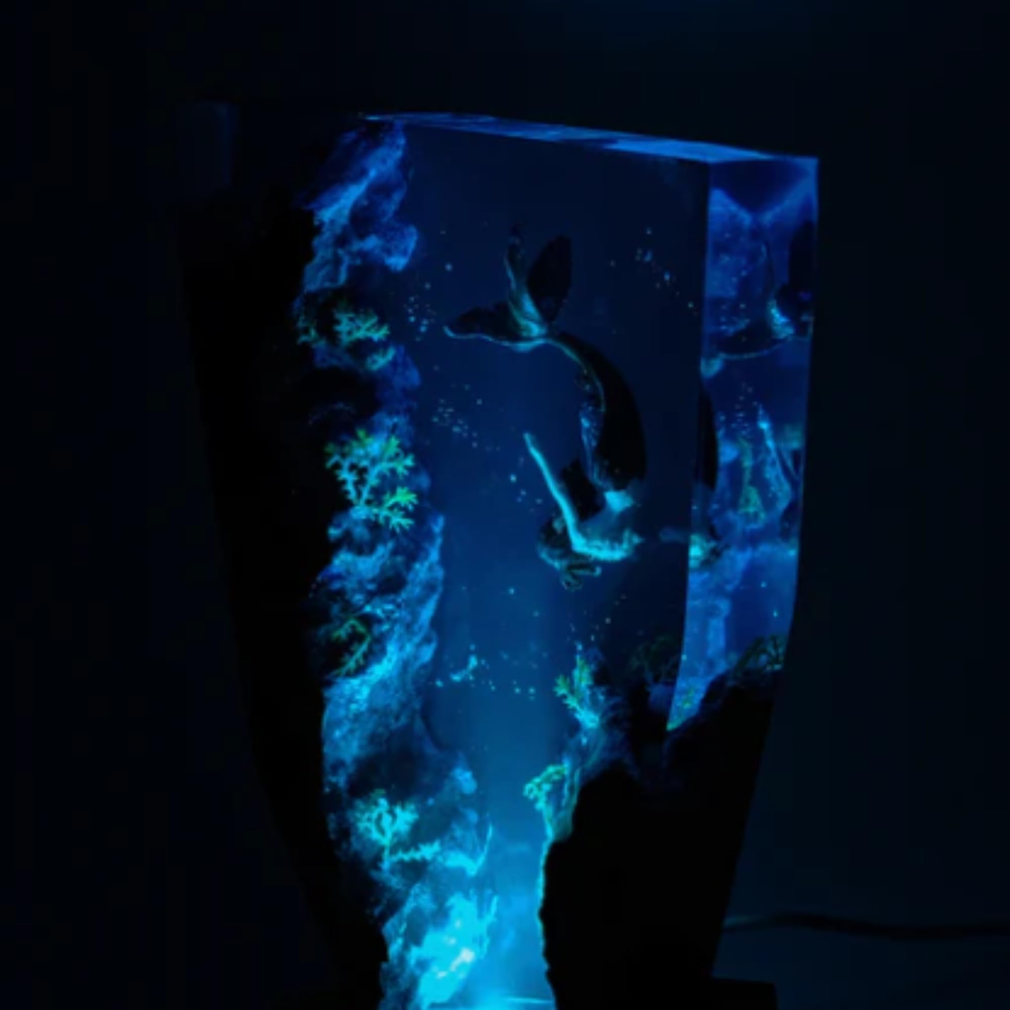 Mermaid Epoxy Resin Lamp - Deep Sea Ocean Night Light for Home Decor, Unique Gift for Lovers (8x5 Inch) | Perfect for Bedroom, Living Room & Romantic Gifts