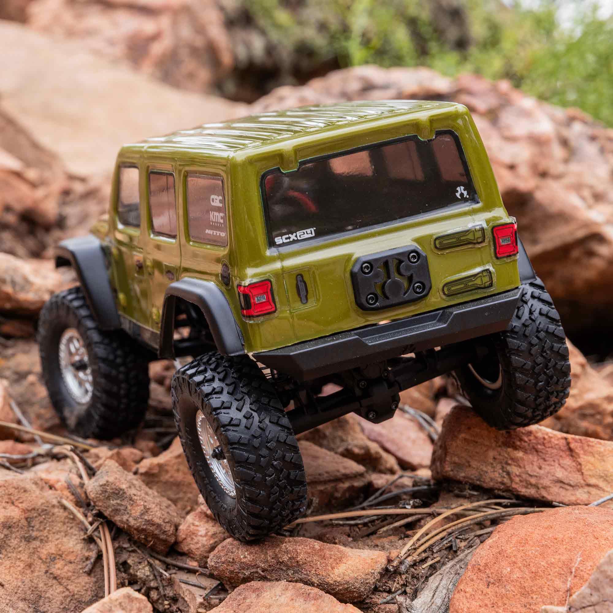 AXIAL SCX24 1/24 Scale 4WD RTR RC Crawler - 2019 Jeep Wrangler JLU CRC (Green) with Battery & Charger | Off-Road Rock Crawling, Trail Adventures & Backyard Fun