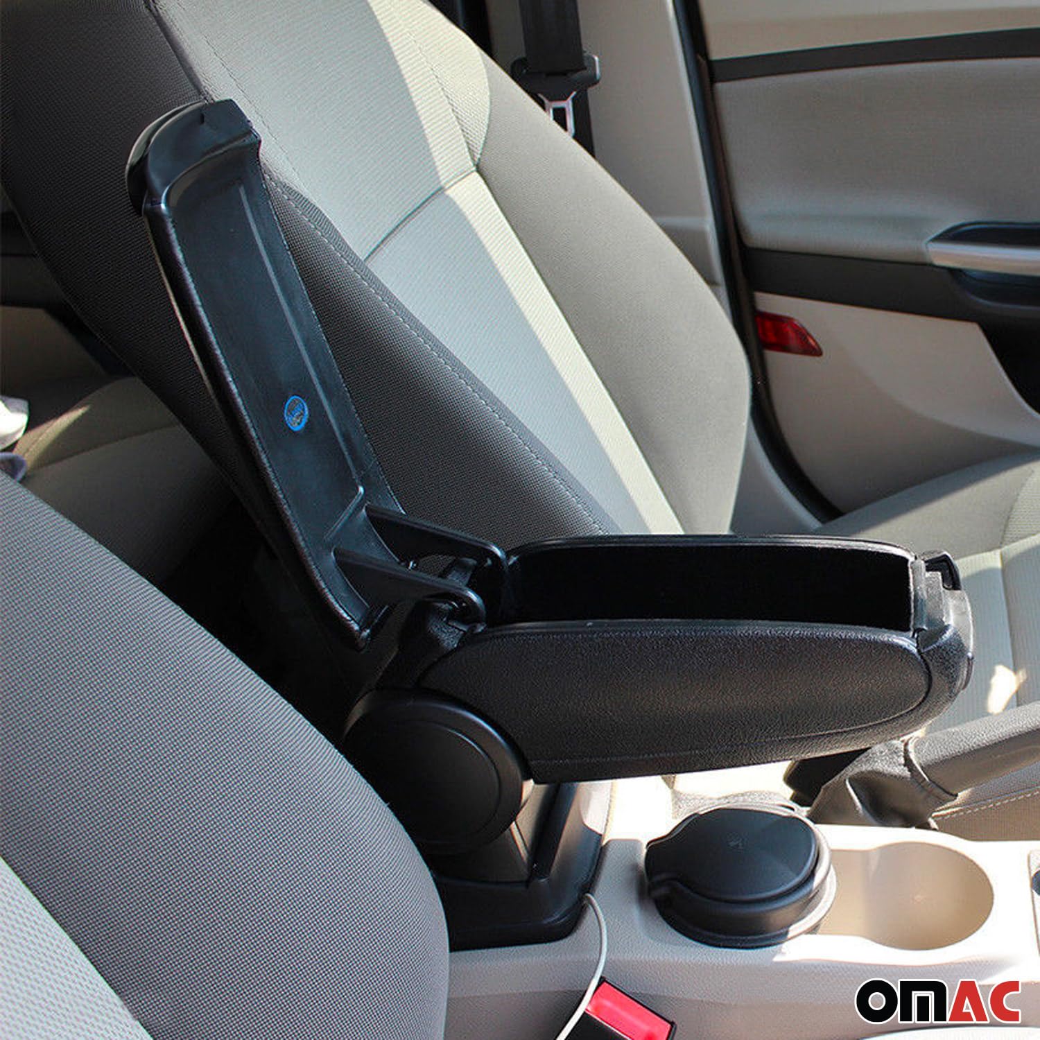 OMAC Gray Center Console Armrest Cover for Nissan Juke 2011-2017 - Durable PU Leather Replacement - Perfect for Car Interior Upgrade & Comfort Enhancement