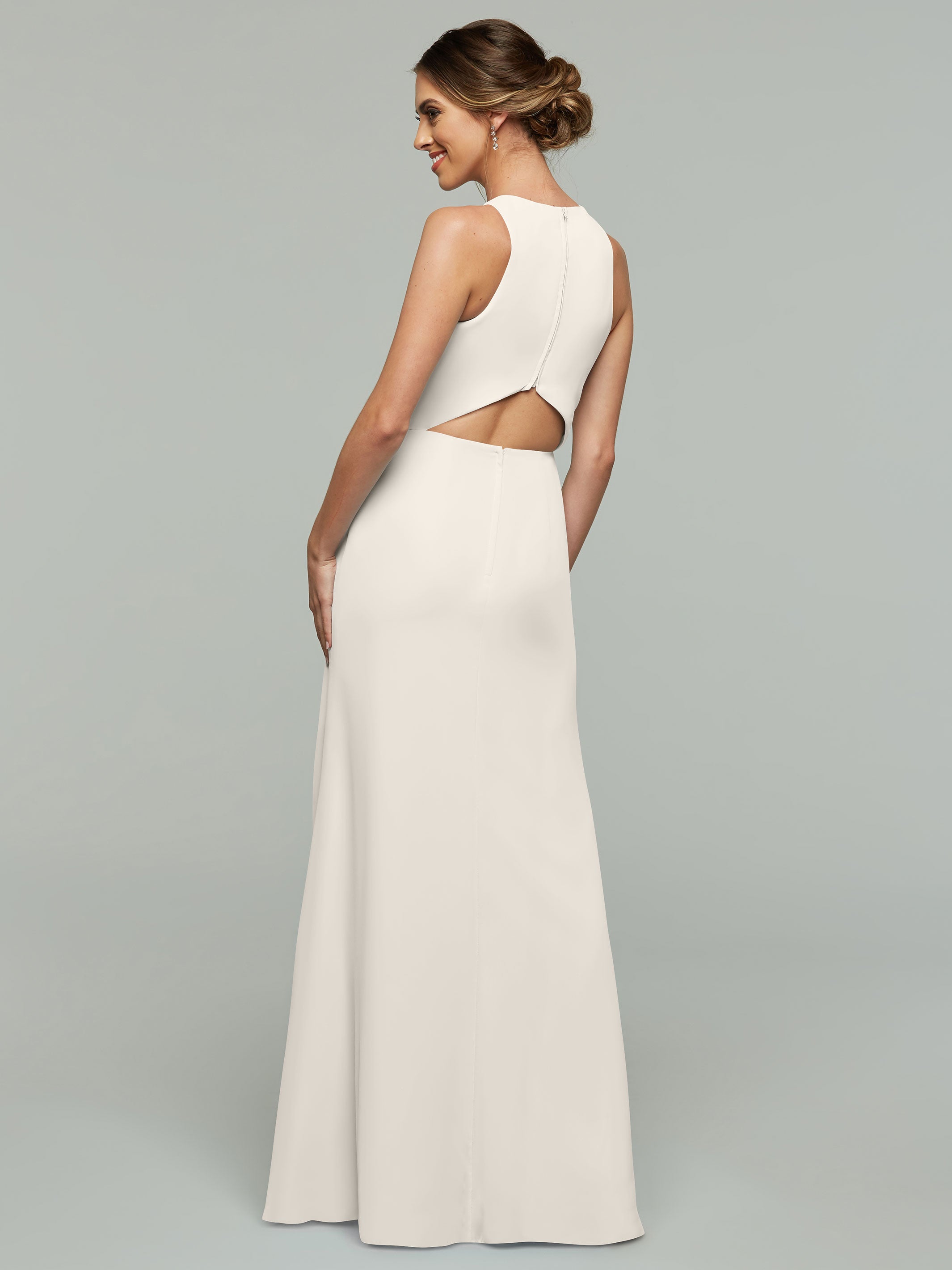 Elegant 80175 Chiffon A-Line Bridesmaid Dress with Plunging Halter Neckline - Perfect for Weddings, Formal Events & Evening Parties