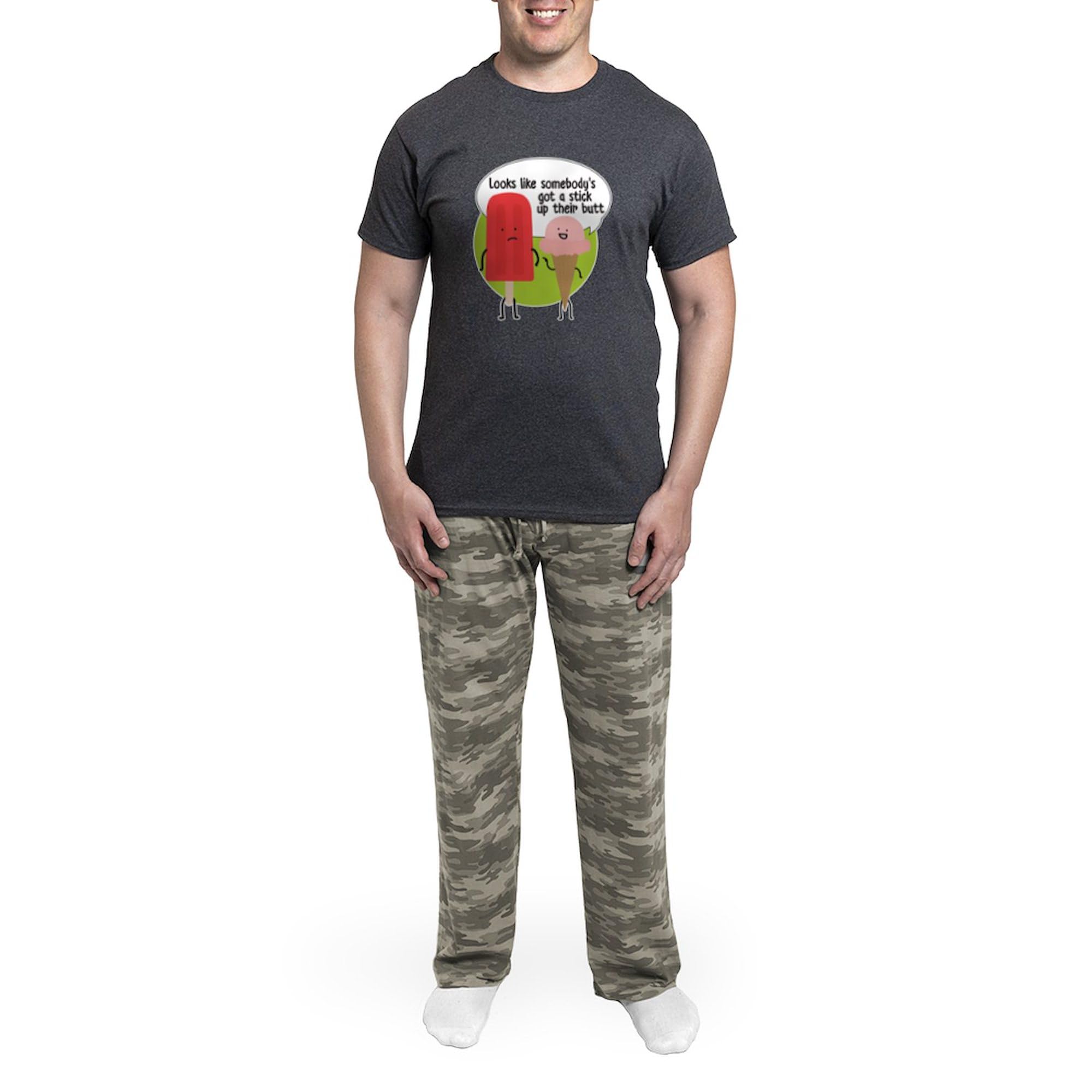 Funny Popsicle Stick Print Men's Charcoal Pajama Set - Soft & Comfortable Sleepwear for Lounge & Gifts - Perfect for Christmas, Birthday & Relaxing at Home