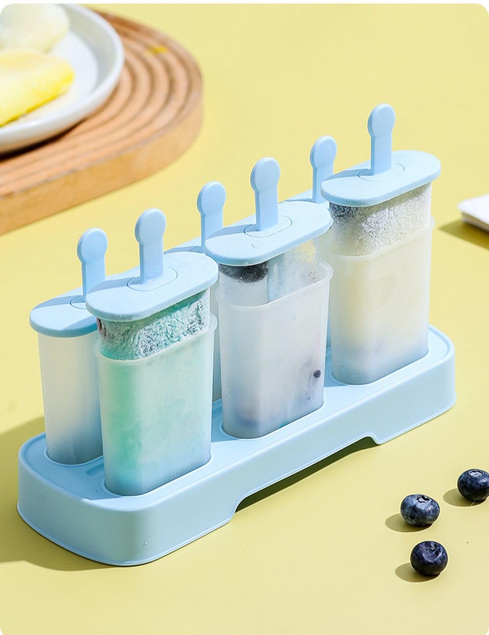 6-Piece BPA-Free Popsicle Molds Set - Easy Release Ice Pop Maker for Homemade Ice Cream & Frozen Treats - Perfect for Summer Snacks, Kids Parties & Healthy Desserts (Blue)