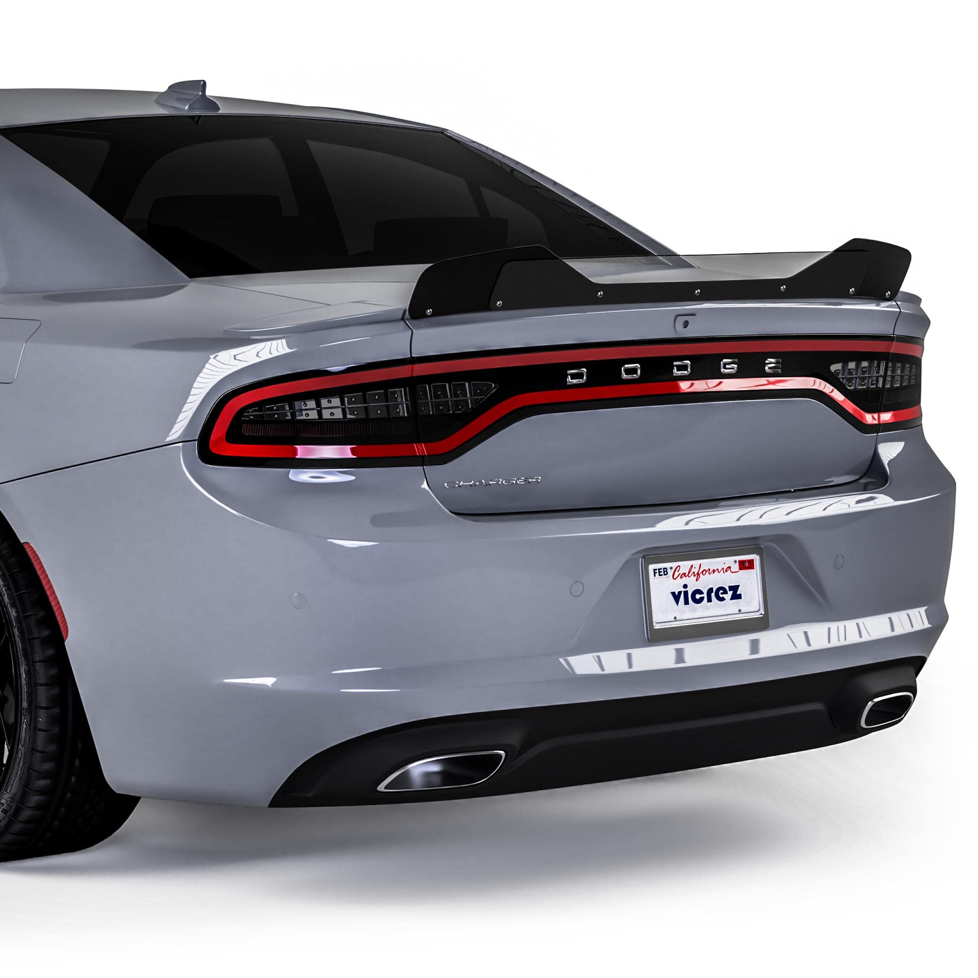 Vicrez VZ1 Wicker Bill Spoiler vz102135 for Dodge Charger 2015-2022 | 3-Piece Carbon Fiber Rear Wing | Enhanced Aerodynamics & Sporty Look | Perfect for Racing & Car Shows