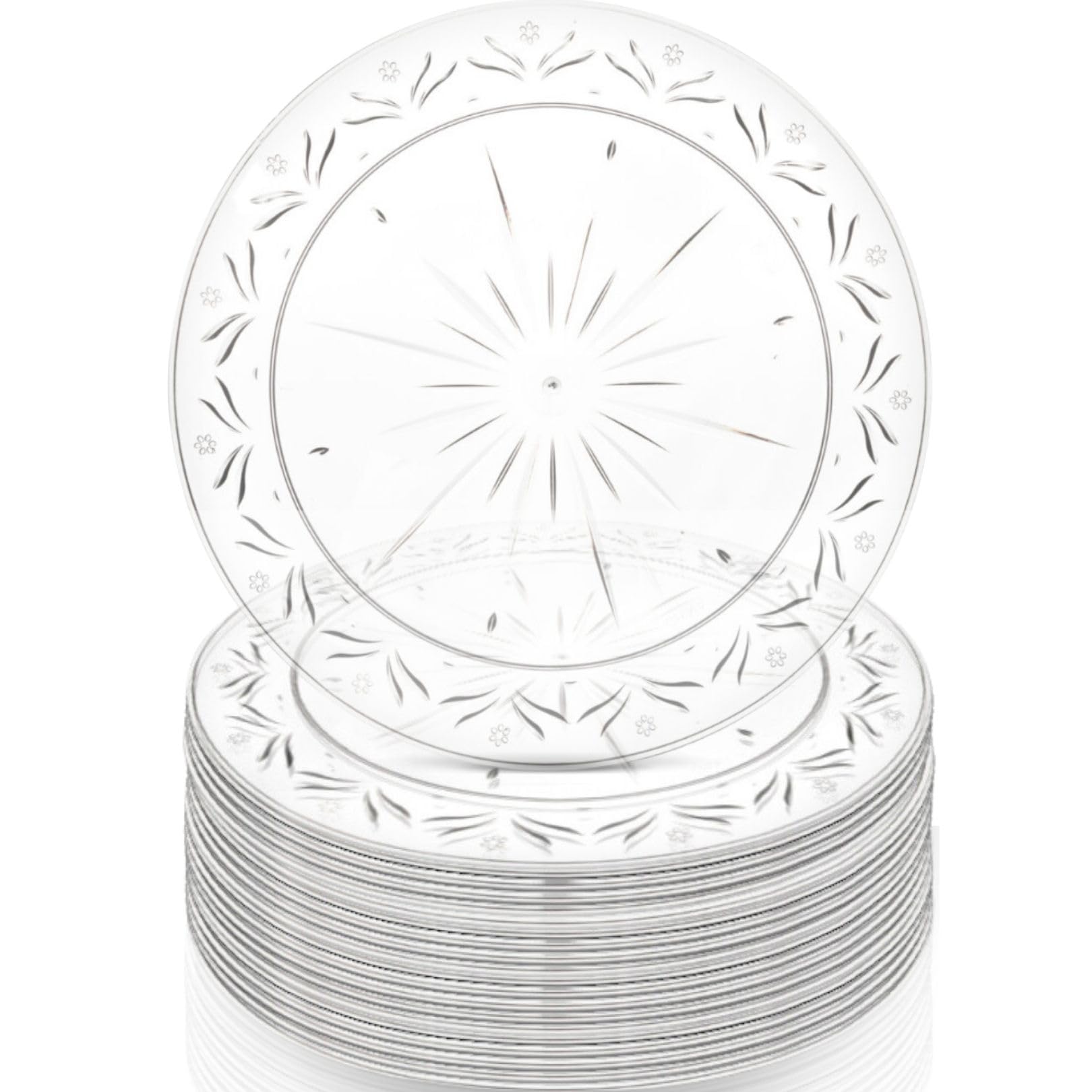 Simcha Collection 7 Inch Clear Plastic Plates - Pack of 120 Disposable Dinner Plates for Parties, Picnics, Catering & Events - BPA-Free & Durable Disposable Tableware