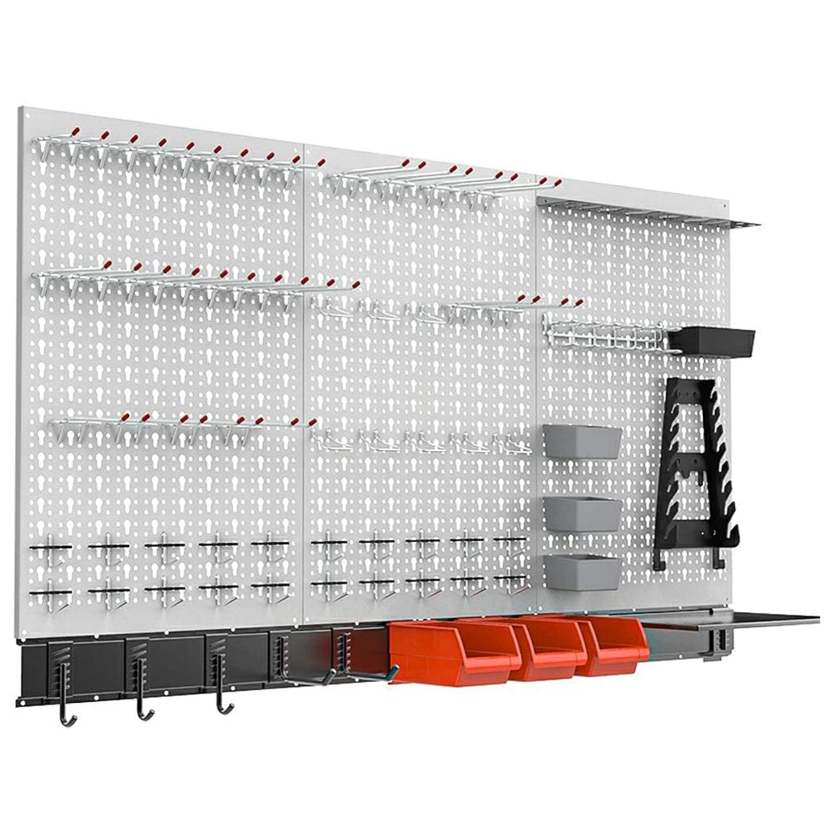 TORACK 109-Piece Pegboard Wall Organizer Kit - 4 ft Metal Garage Tool Storage System with Hooks, Bins & Shelf | Wall Mounted for Workshop, Garage & Home Organization