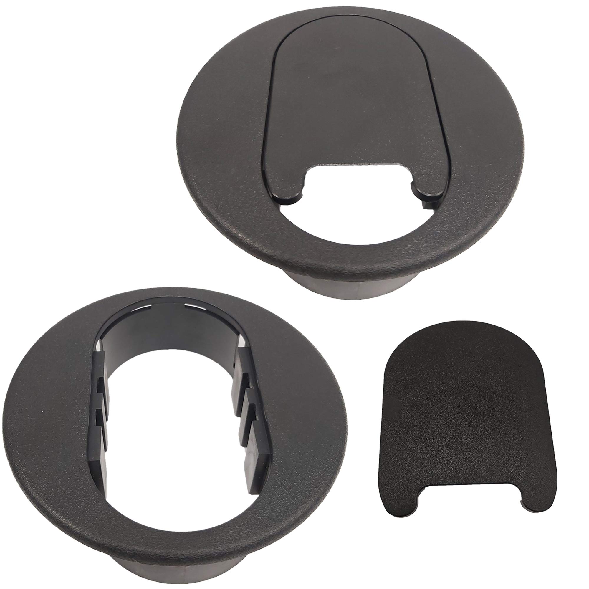 Black Round Plastic Desk Grommet for Cable Management