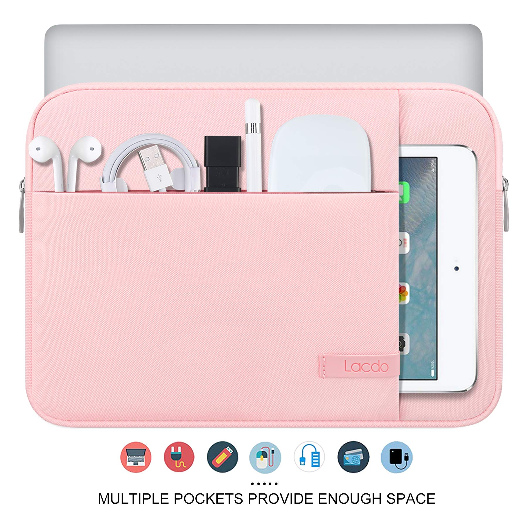 Lacdo 16/15 Inch Laptop Sleeve Case for MacBook Pro/Air & Surface Laptop - Protective Pink Neoprene Cover - Perfect for Work, Travel & School