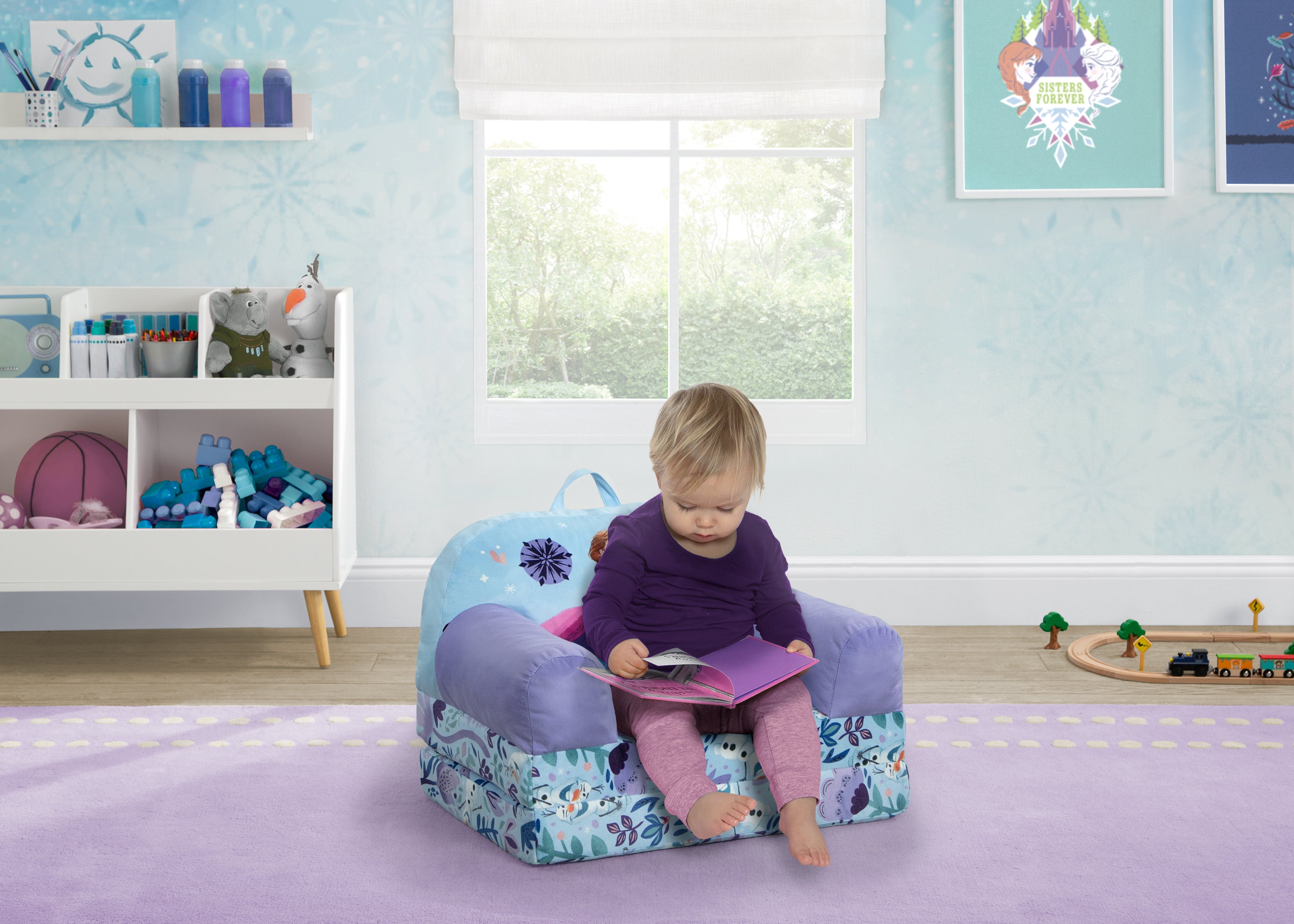 Frozen Cozee Buddy Flip Out Chair - Kids Foldable Lounge Chair for Bedroom, Playroom & Outdoor - Perfect for Reading, Relaxing & Movie Nights