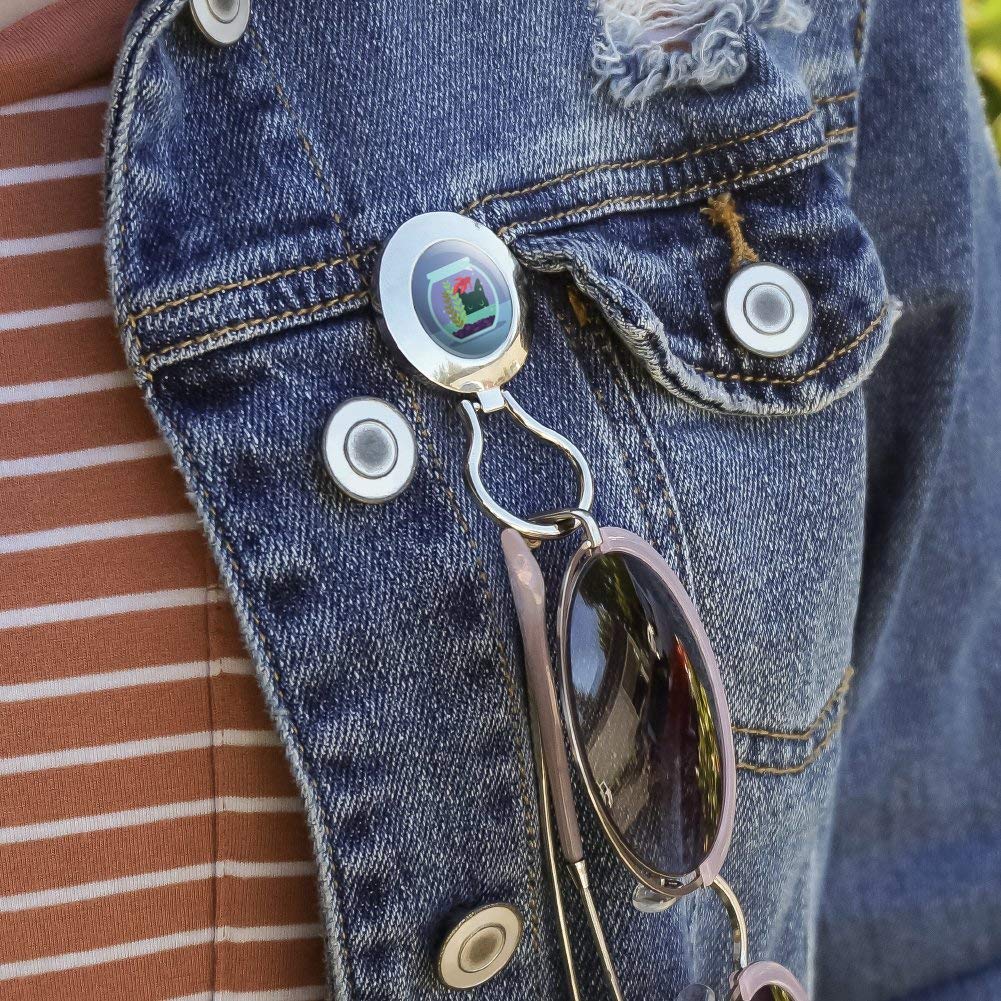 Black Cat Staring at Betta Fish Bowl Magnetic Metal Eyeglass ID Badge Holder - Secure & Stylish Accessory for Office, School, or Events