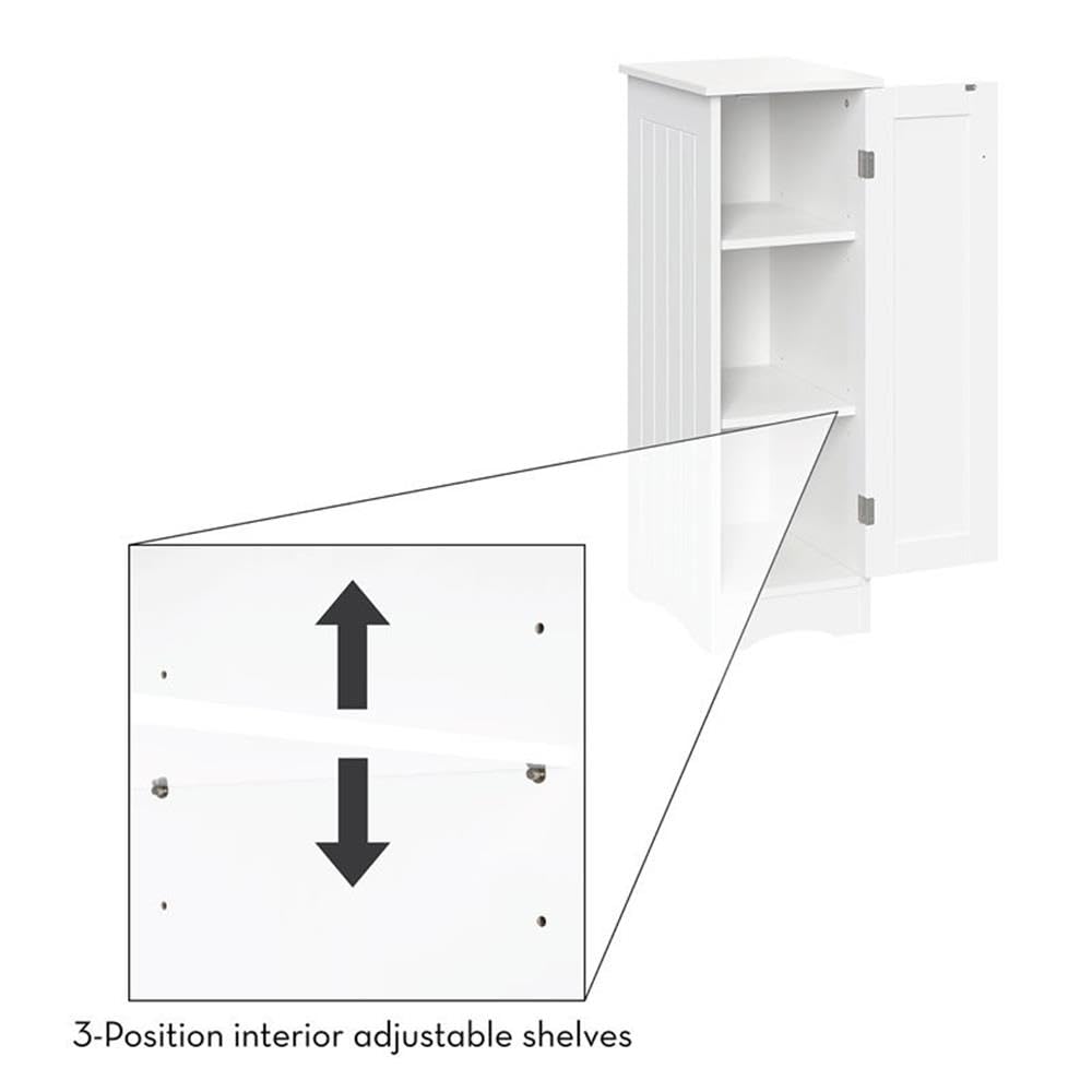 RiverRidge Ashland Slim Linen Cabinet White - Narrow Bathroom Storage Cabinet with 2 Adjustable Shelves - Space Saving Cabinet for Small Bathrooms, Bedrooms & Hallways - Perfect for Towels, Toiletries & Home Organization
