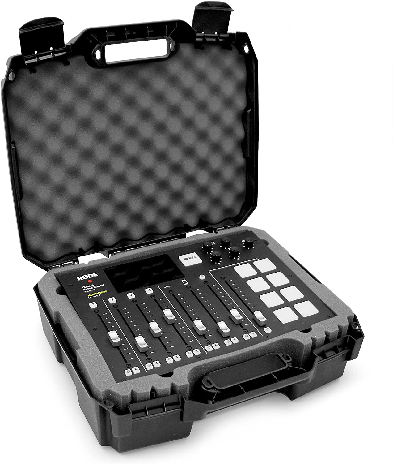 CASEMATIX Heavy Duty Podcast Equipment Carrying Case for RodeCaster Pro, Microphones & Audio Mixers - Perfect for Studio Recording, Live Streaming & Travel Protection