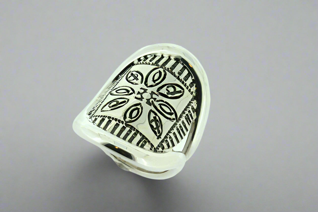Sterling Silver Pattern & Oval Piping Ring - Elegant Jewelry for Women, Perfect for Weddings, Parties & Everyday Wear