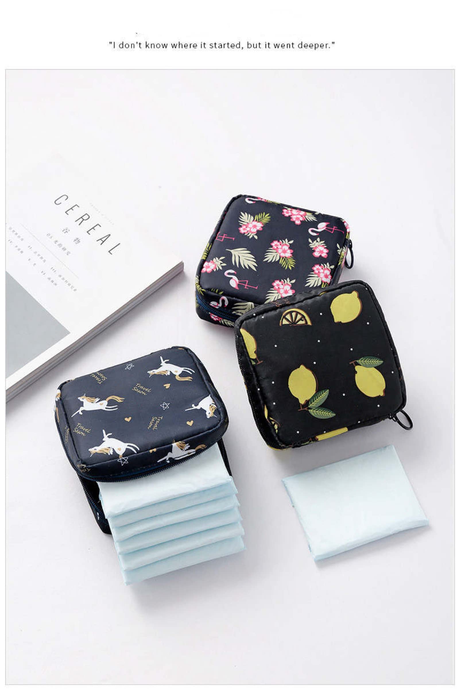 Reusable Sanitary Napkin Storage Bag for Women & Teens | Waterproof Nylon Pouch | Zero Waste Period Care | Perfect for Travel, Gym & School (Unicorn Design)