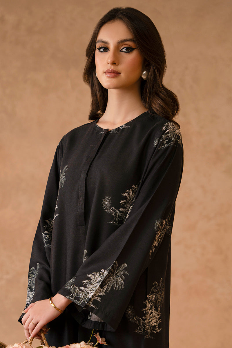 Midnight Mist 2-Piece Linen Printed Suit for Women - Breathable Summer Outfit for Casual Wear, Office & Special Occasions