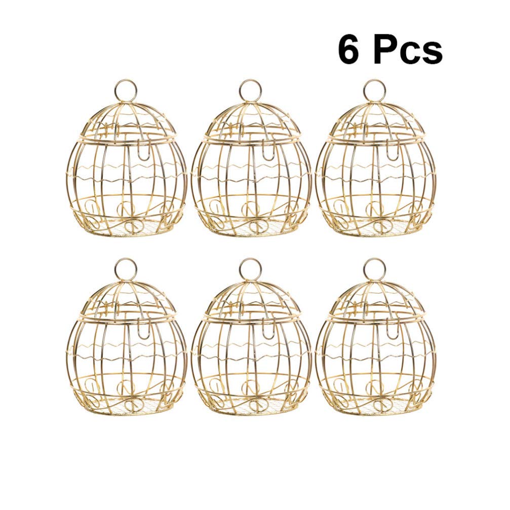 TENDYCOCO 6-Piece Clear Round Bird Cage Candy Box Set - Metal Tinplate Candy Containers for Weddings, Parties, Baby Showers & Favor Gifts - Perfect for Candy Display, Dessert Stands, and Party Decorations