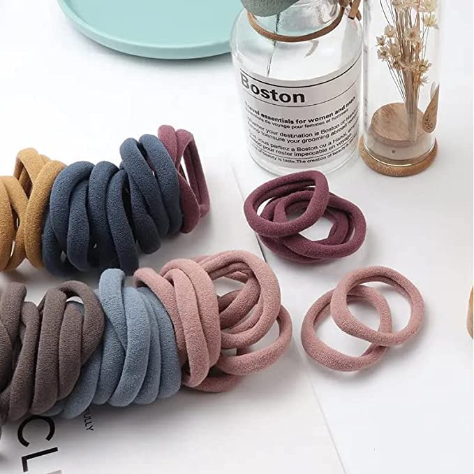 DIVERSA Elastic Dark Color Hair Ties - Soft Stretchy Ponytail Holders for Thick Hair, Women & Girls (30 Pack) - Perfect for Workouts, Office & Everyday Hairstyles
