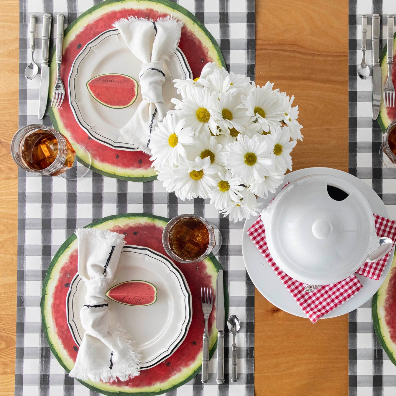 Watermelon-Shaped Non-Slip Placemats for Dining Table - Summer Party Decor, Kitchen Table Setting, Picnic Accessories