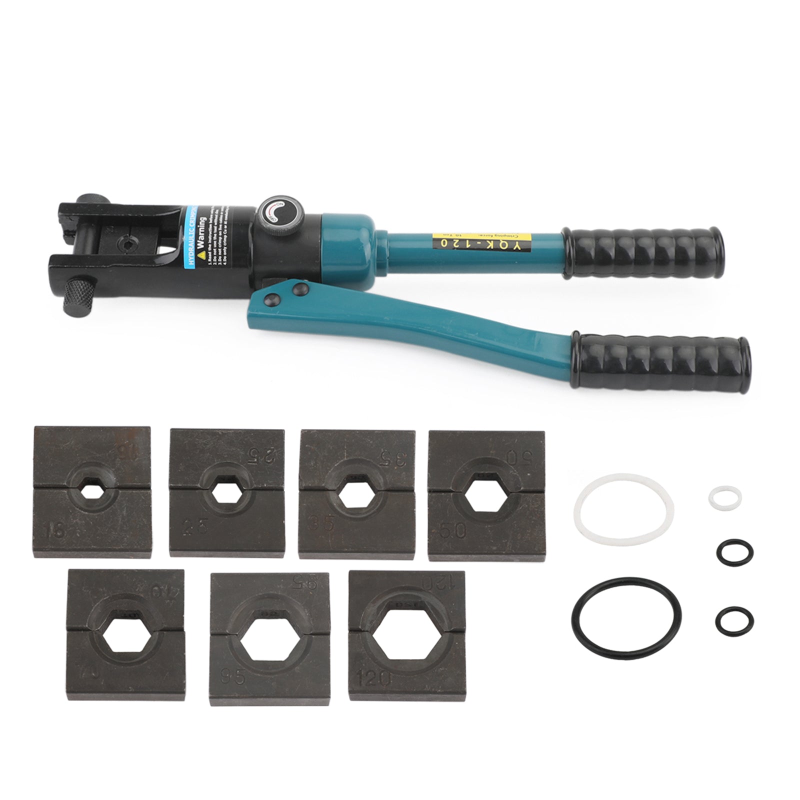 10T Hydraulic Wire Crimper with 8 Black Dies - Professional Battery Cable Lug Terminal Crimping Tool for Automotive, Marine, and Electrical Applications