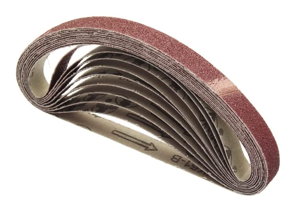 10-Pack Ives Commercial 15x452mm Abrasive Sanding Belts 60-600 Grit for M10 Sander Adapter - Perfect for Woodworking, Metal Polishing & DIY Projects (Grit 60)