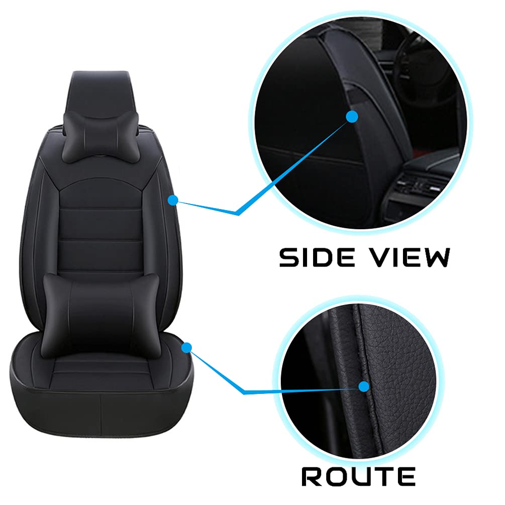 Premium Custom Leather Car Seat Covers for GMC Acadia - 5-Piece Set (Front & Rear Seats) with Headrest & Lumbar Support - Black | Durable Protection & Luxury Comfort for SUVs, Road Trips & Family Vehicles
