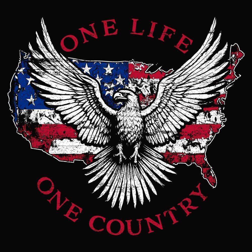 One Life One Country T-Shirt - Black Graphic Tee for Patriotic Men & Women | Casual Wear, Street Style, and Everyday Outfits