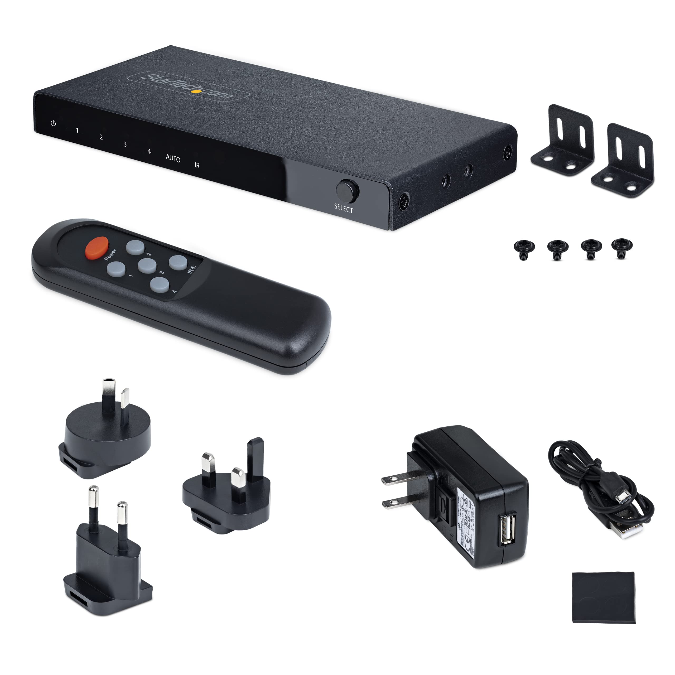StarTech.com 4-Port HDMI 2.1 Switch - 8K 60Hz & 4K 120Hz HDR10+ UHD Switcher | 4 in 1 Out with Auto/Manual Source Switching | Includes Power Adapter & Remote | Perfect for Gaming, Home Theater & Multi-Device Setups (4PORT-8K-HDMI-SWITCH)