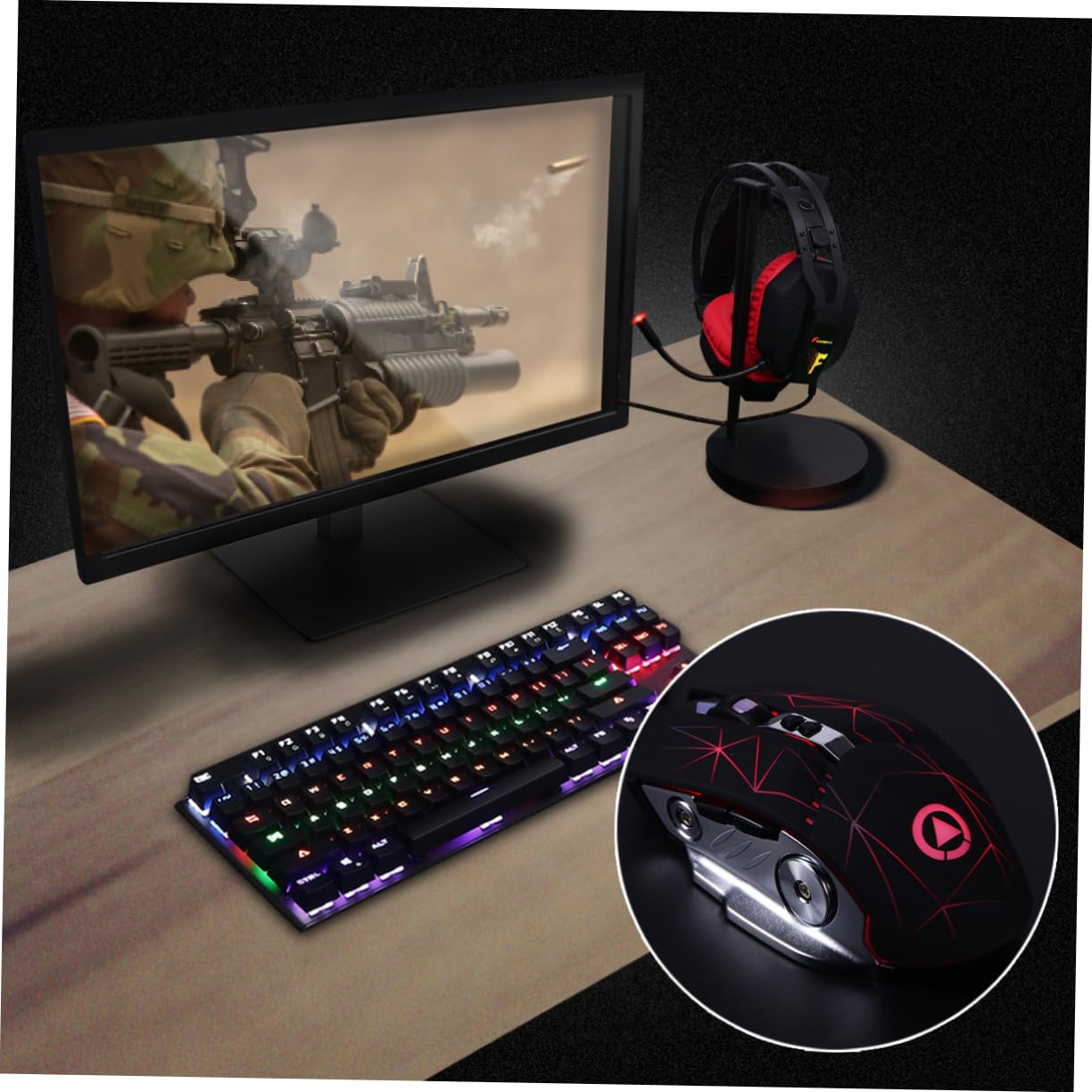 HOMSFOU 3-Pack Wired USB Gaming Mouse - Silent Mechanical Mouse for PC, Laptop, Office & Gaming - Ergonomic Design for Comfort & Precision (Great for Work, Gaming & Everyday Use)