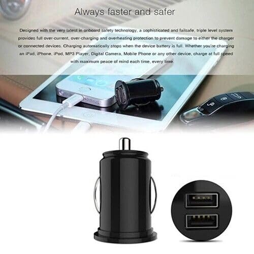 Fast Dual USB Car Charger Adapter 12V/24V - Quick Charge 3.0 Compatible with iPhone, Samsung & Android Phones - Perfect for Road Trips, Commuting & Emergency Charging in Vehicles