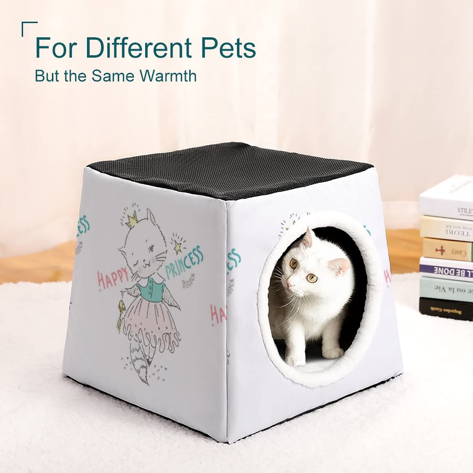 3-in-1 Foldable Cat House with Removable Cushion - Convertible Cat Bed, Sofa & Scratching Toy for Indoor Cats - Cozy Shelter for Happy Princess Cats - Perfect for Living Rooms, Bedrooms & Pet Spaces