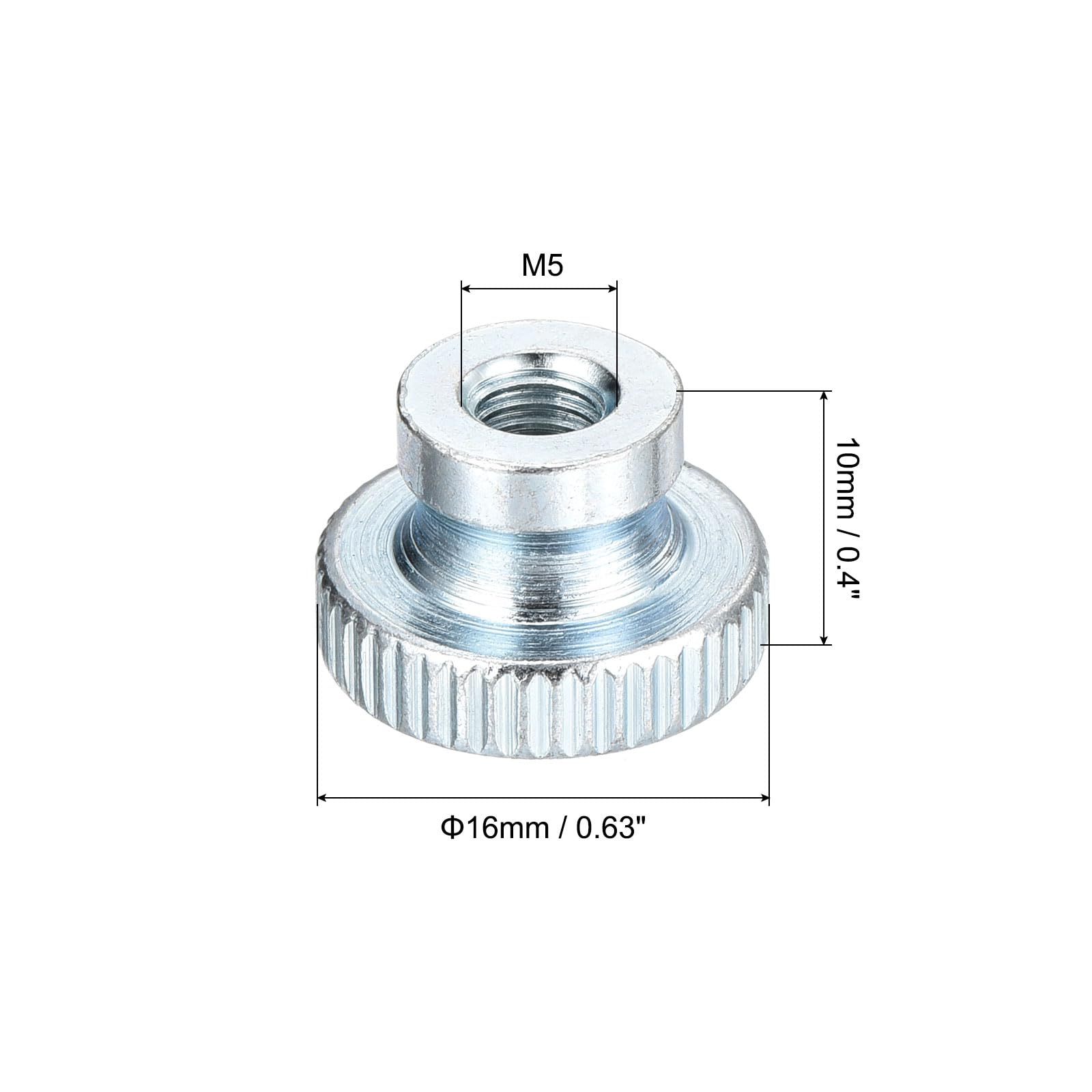 18Pcs M5x0.8mm Knurled Thumb Nuts - Silver Iron Round Knobs Fasteners for 3D Printer Parts | DIY Projects & Machine Tool Accessories