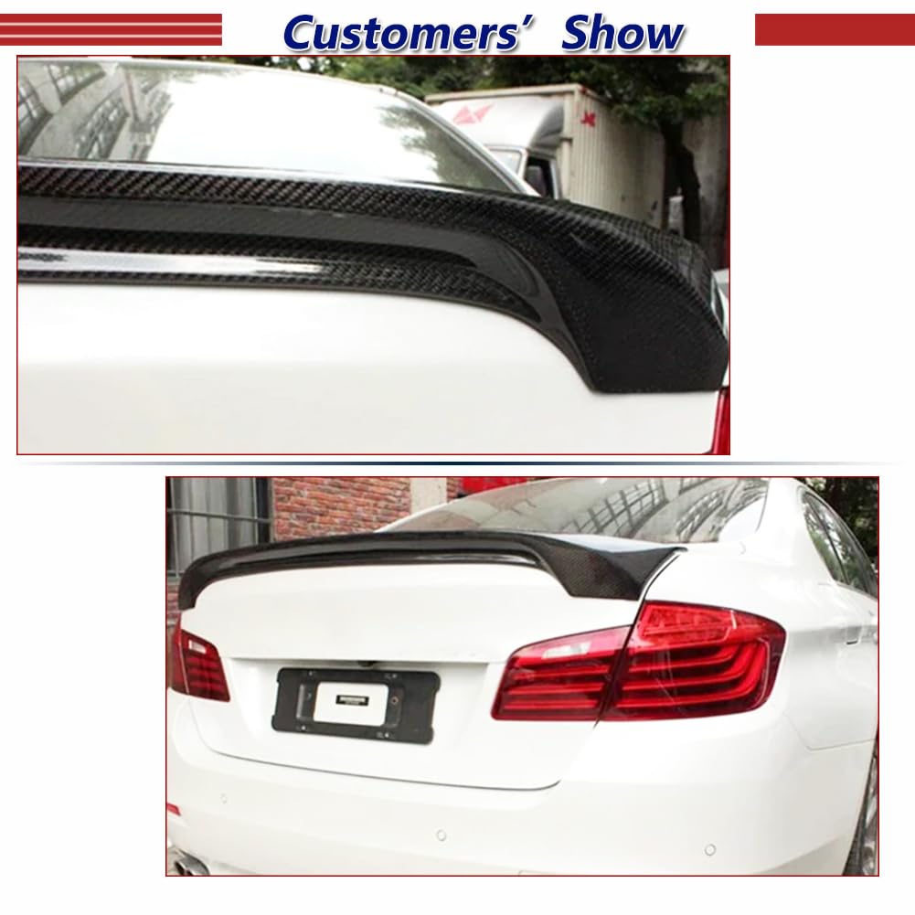 BMW 5 Series F10 Carbon Fiber Rear Trunk Spoiler (2011-2017) - Compatible with 520i 520d 528i 535i 550i M5 - Style 1 Deck Lip Boot Lid - Enhance Aerodynamics & Sporty Look for Sedan & Coupe Models