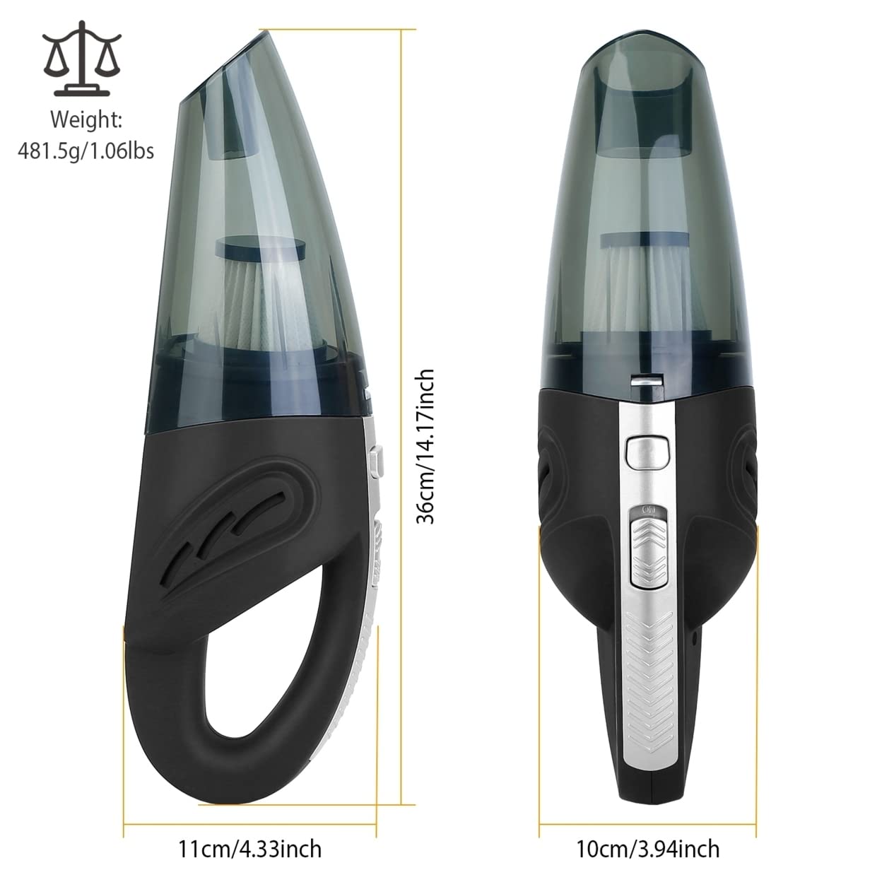 Portable Cordless Car Vacuum Cleaner - Handheld Mini Vacuum for Car Detailing, Home & Office Use - Quick Cleanup for Pet Hair, Crumbs & Dust