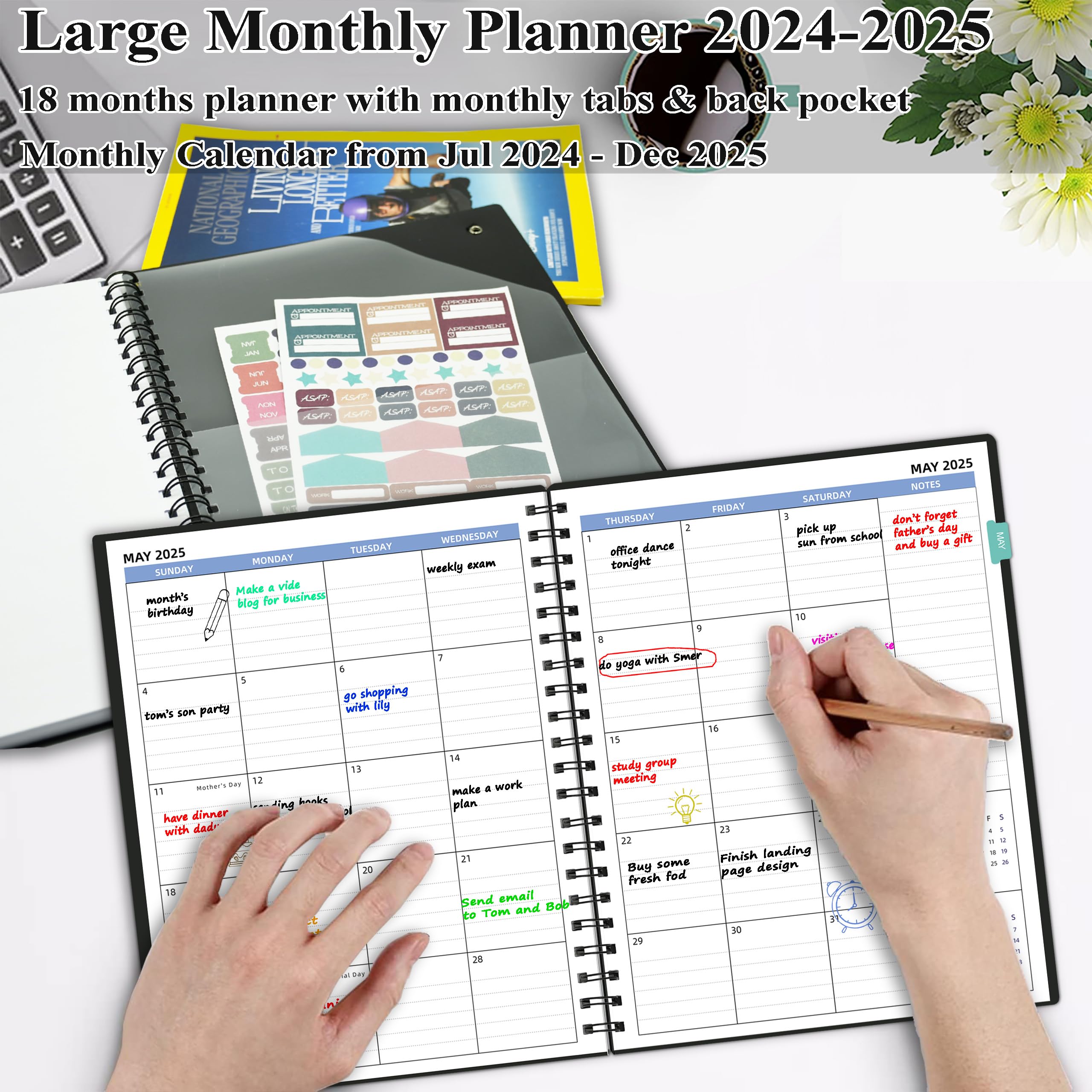 2024-2025 Monthly Planner - 18 Month Academic Calendar from July 2024 to December 2025 - 8.7