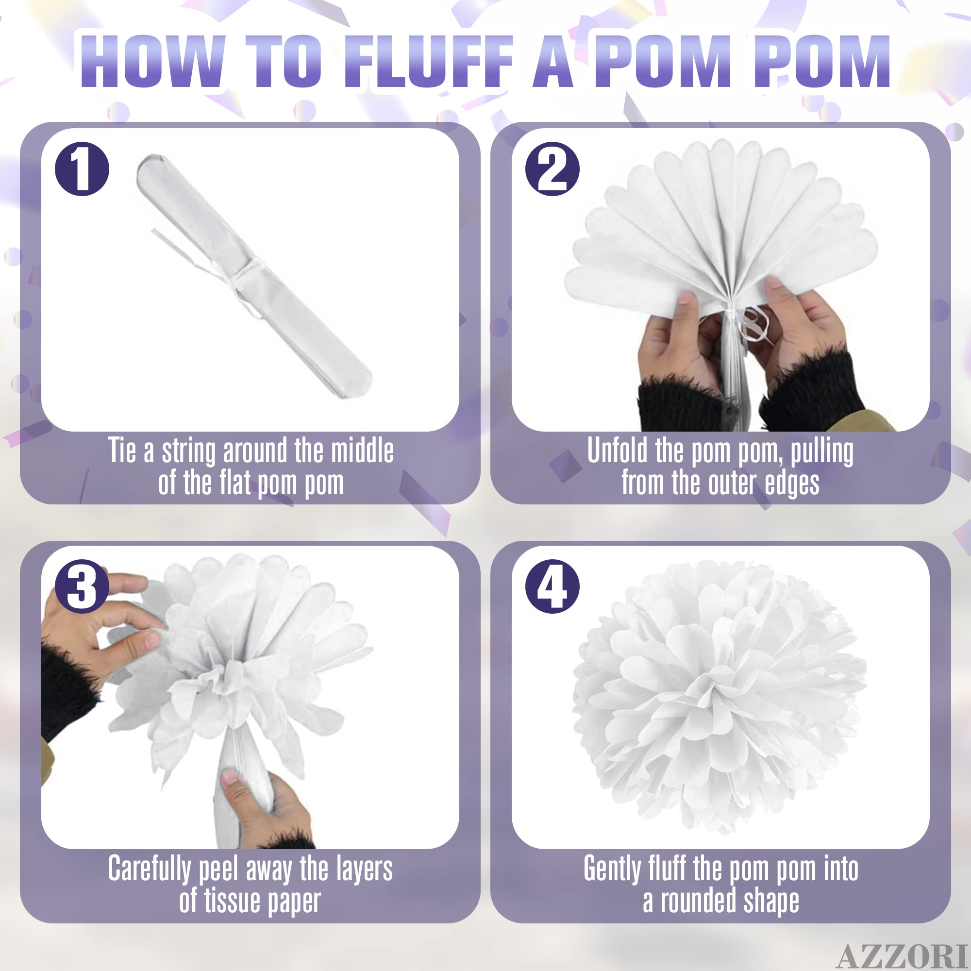 16 Pcs Purple Tissue Paper Flowers - Bulk Purple Birthday Party Decorations for Women, Retirement, Bridal Shower & Baby Shower | DIY Floral Backdrop, Table Centerpieces, Wall Decor