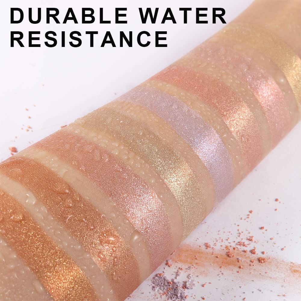 8 Colors Professional Highlighter Makeup Palette - Face Highlighters & Luminizers with Gold Cheek Diamond Shimmer Stick, Glitter Contour Bronzer | Perfect for Contouring, Highlighting & Glowing Makeup Looks for Parties, Photos & Special Occasions