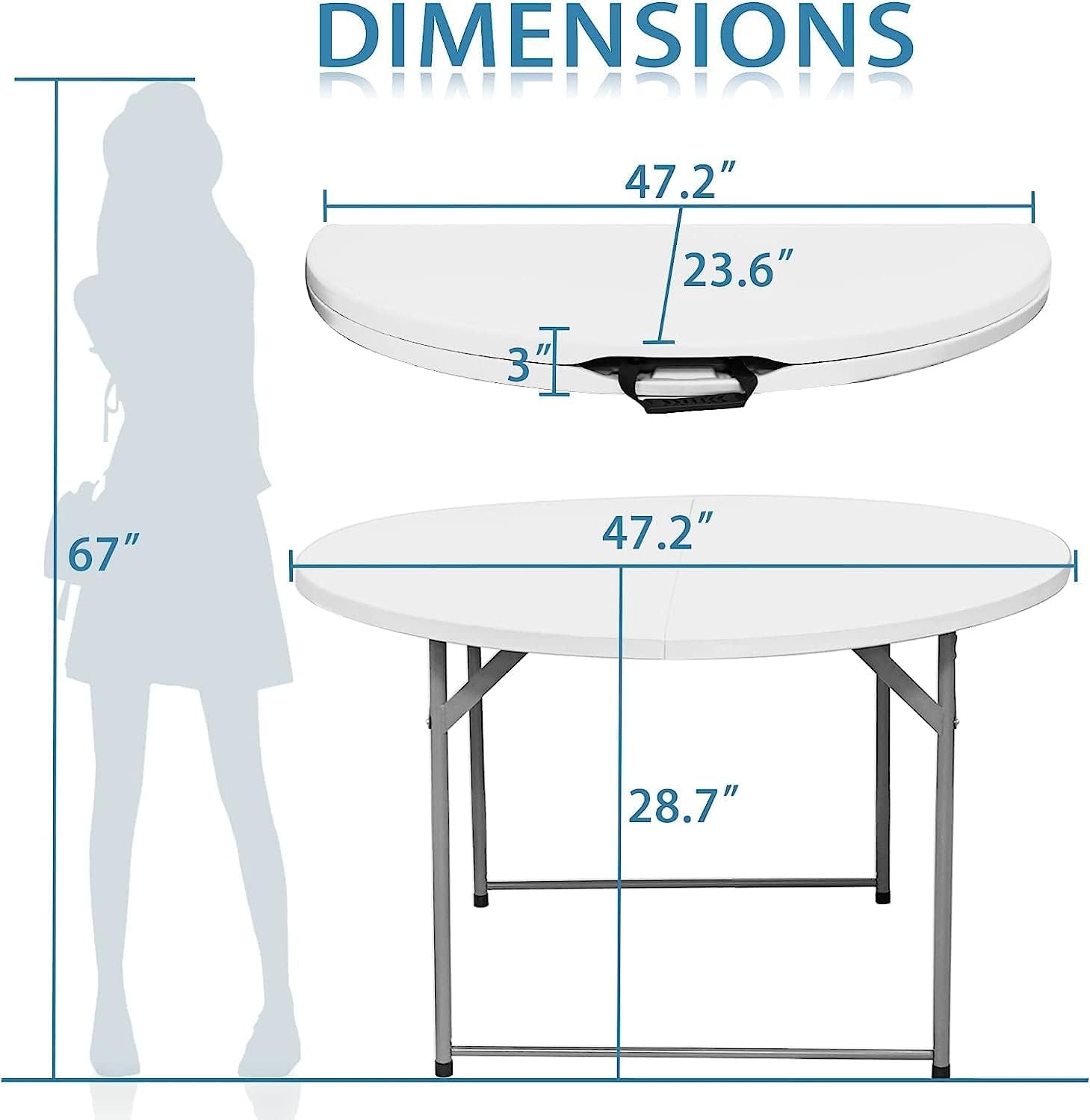 48 Inch Round Folding Table - 4FT Bifold Plastic Dining Table for Wedding, Party, Garden & Patio | Commercial & Event Use | Indoor & Outdoor Versatile Seating Solution
