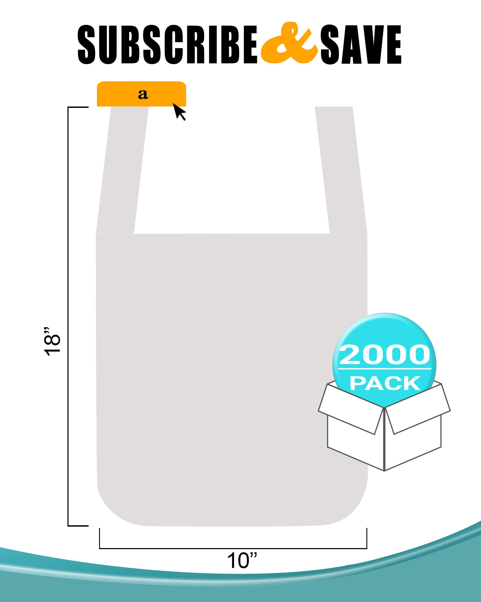 2000 Pack White T-Shirt Plastic Bags 10
