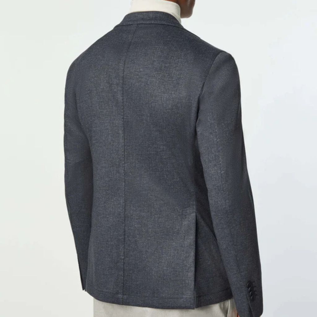 LUBIAM 1911 Notch Lapel Single Breasted Blazer - Dark Denim Blue Men's Slim Fit Suit Jacket for Business, Office & Formal Events