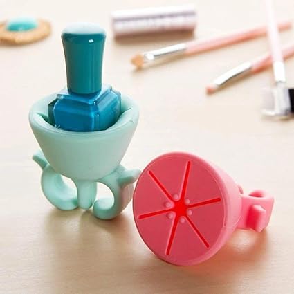 Krupanidhi Silicone Round Nail Polish Bottle Holder Stand - Wearable Nail Art Accessory for Manicure & Pedicure | Ring Finger Nail Polish Tool | Beauty Salon & Home DIY Nail Care Essential (2-Pack) - Perfect for Professional Nail Technicians & At-Home Nail Enthusiasts