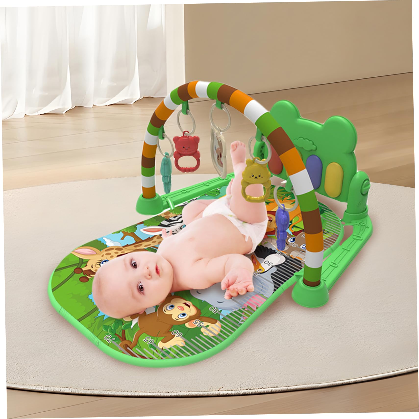 Interactive Baby Playmat with Music & Lights - Sensory Crawling Piano Gym Toy for Infants 0-36 Months, Battery Operated Kick & Play Activity Mat - Perfect for Tummy Time, Early Learning & Developmental Play